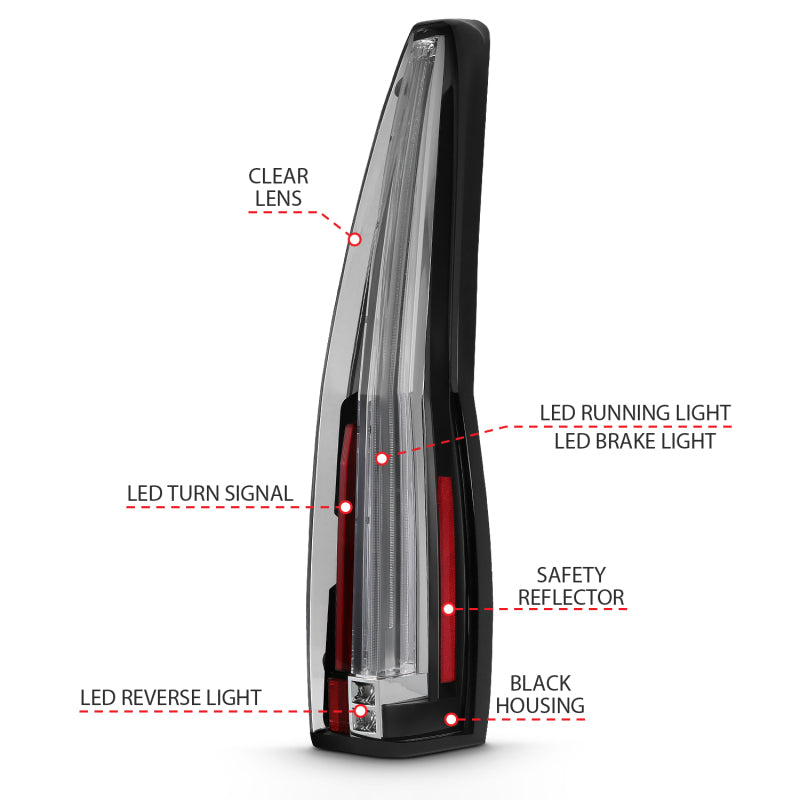 ANZO 2007-2014 Chevrolet Tahoe Led Taillights Red/Clear