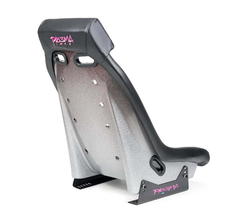 NRG GT Retro Bucket Seat - Black PVC Leather Black Stitching Multicolor Fiberglass Back w/ Glitter
