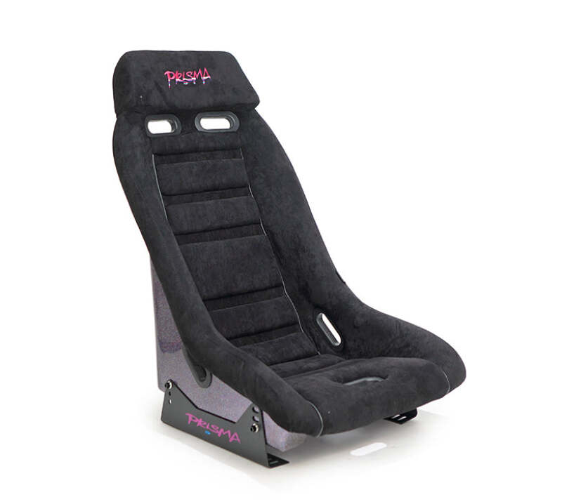 NRG GT Retro Bucket Seat - Black Vegan Leather Black Stitching Multicolor Fiberglass Back w/ Glitter