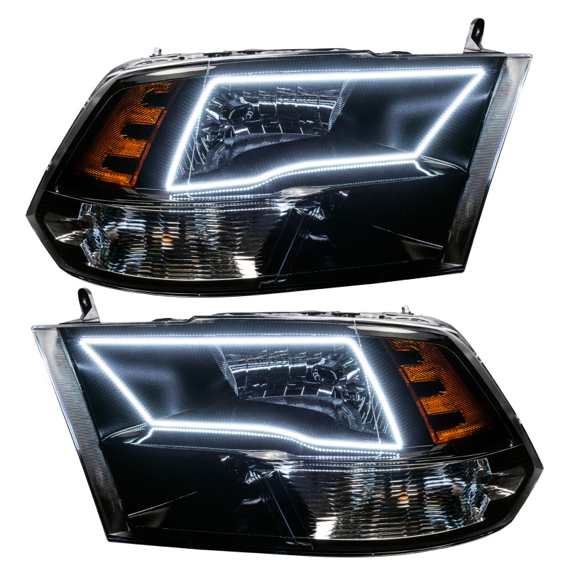 Oracle 09-17 RAM 1500 TRX Quad Pre-Assembled Headlights Blk Housing - w/ BC1 Controller