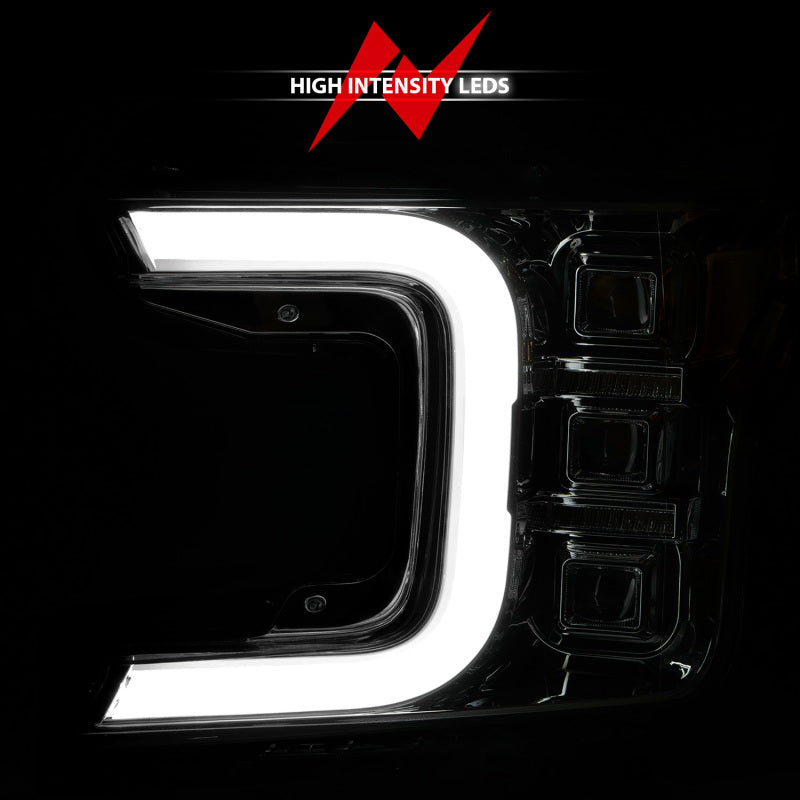 ANZO 18-20 Ford F-150 Full Led Projector Light Bar Style Headlights - Chrome Amber