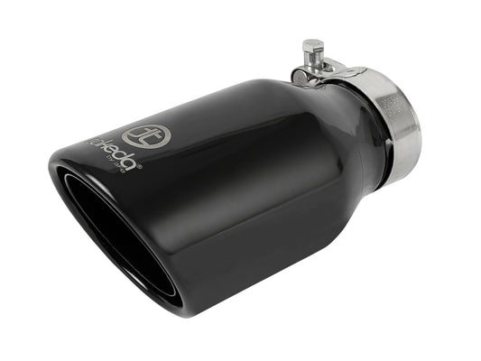 aFe Takeda 304 Stainless Steel Clamp-On Exhaust Tip 2.5in.Inlet / 4in Outlet - Black