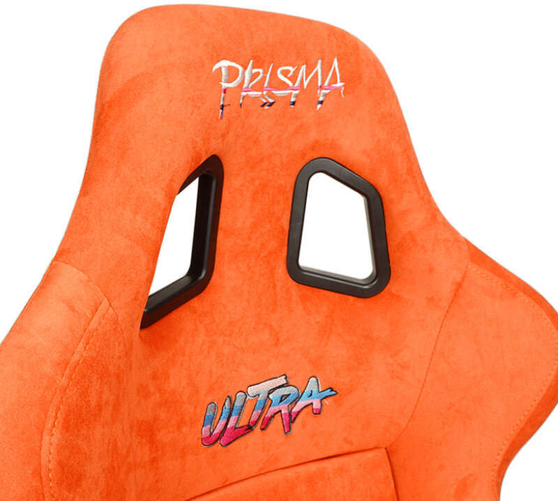 NRG FRP Bucket Seat ULTRA Edition W/ Grey Pearlized Back / Orange Microfiber Material - Large