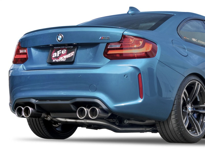 aFe MACHForce XP 3in - 2 1/2in Axle Back 304SS Exhaust w/ Carbon Fiber Tips 16-17 BMW M2 (f87)