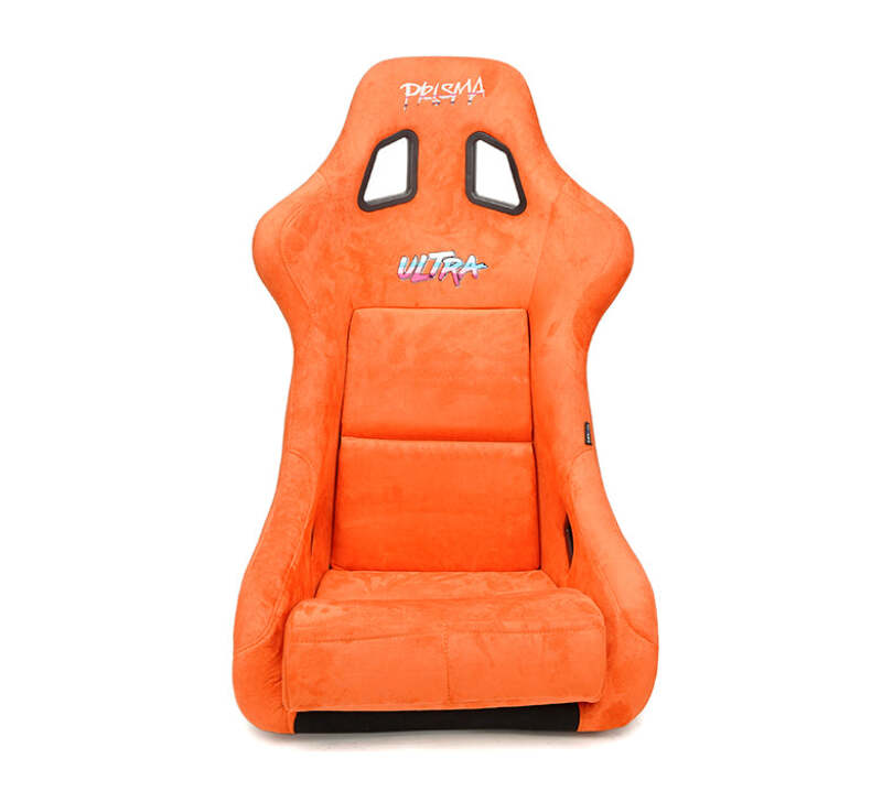 NRG FRP Bucket Seat ULTRA Edition W/ Grey Pearlized Back / Orange Microfiber Material - Large