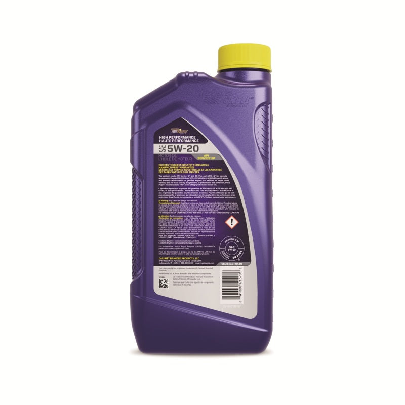 Royal Purple Synthetic High Performance 5W20 Motor Oil (Canada) - 1 Quart