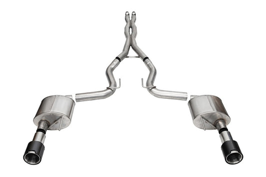 Corsa 2024 Ford Mustang GT Coupe 3in Xtreme Cat-Back Exhaust - 4.5in Carbon Fiber Tips