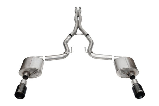 Corsa 24+ Frd Mustang GT- Sport Cat-Back Ex.Sys 3.0in Dual Rear Exit w/4.5in Blk PVD StraightCut Tip