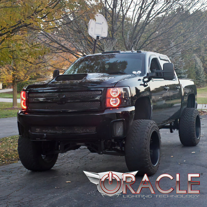 Oracle 07-13 Chevrolet Silverado LED Round Style Headlight Halo Kit - Green