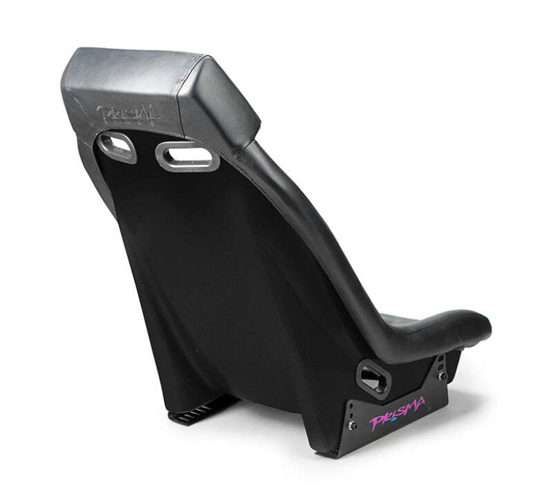 NRG GT Retro Bucket Seat - Black PVC Leather Black Stitching Black Fiberglass Back