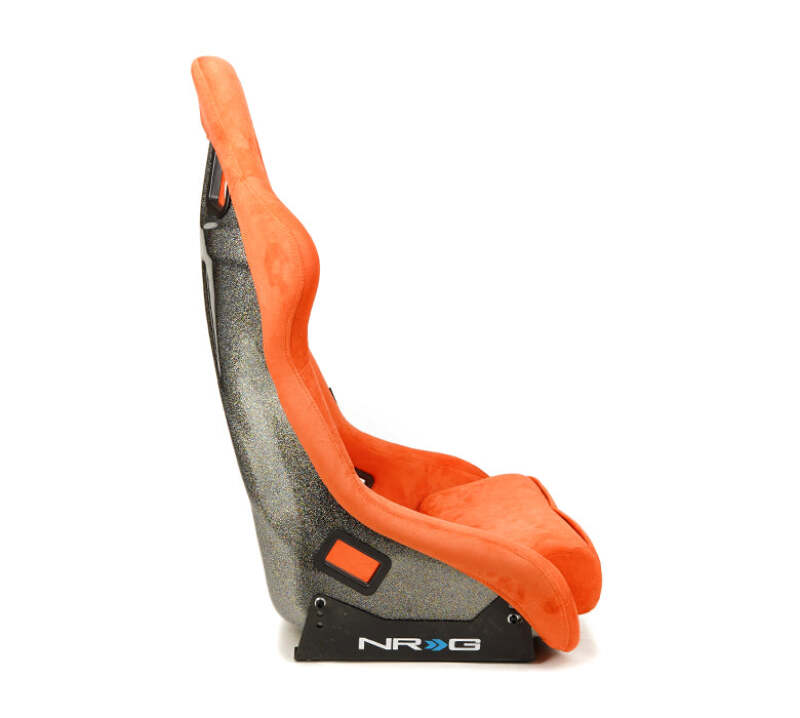 NRG FRP Bucket Seat ULTRA Edition W/ Grey Pearlized Back / Orange Microfiber Material - Large